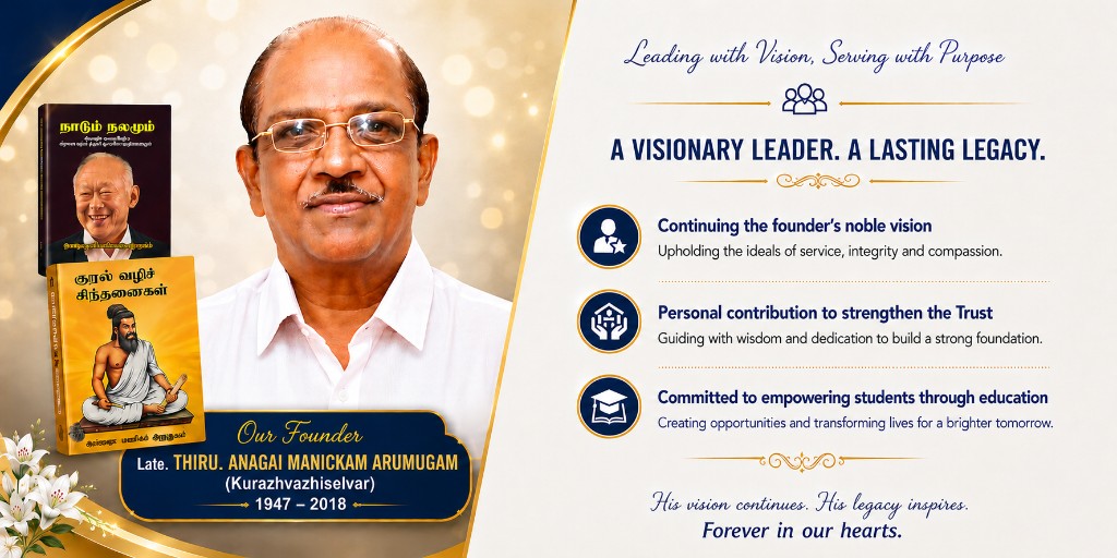 Late Thiru Anagai Manickam Arumugam (Kurazhvazhiselvar), founder of A.S. Manickam Charitable Trust, 1947–2018